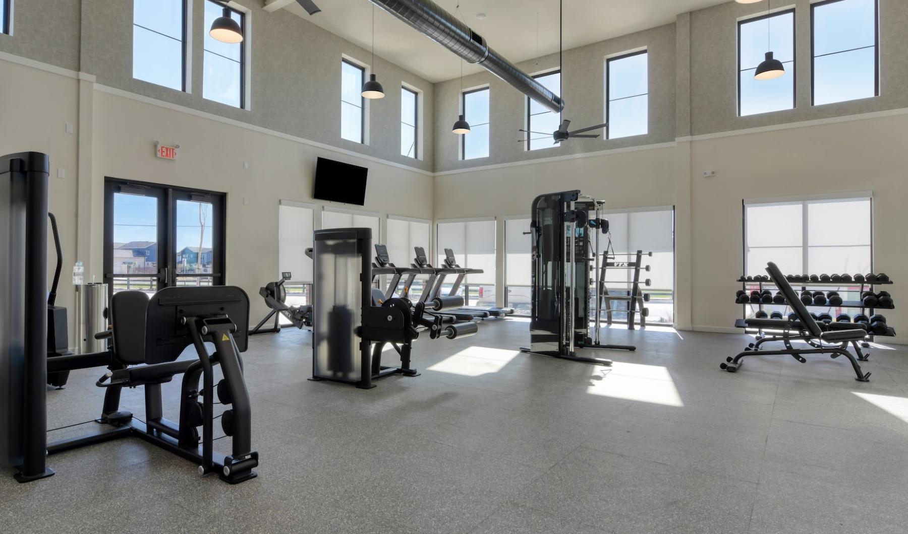 fitness center with soaring ceilings fitness center with soaring ceilings